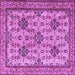 Square Machine Washable Persian Purple Traditional Area Rugs, wshtr4287pur