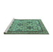 Sideview of Machine Washable Persian Turquoise Traditional Area Rugs, wshtr4287turq