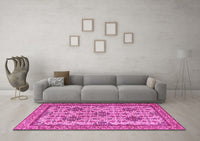 Machine Washable Persian Pink Traditional Rug, wshtr4287pnk