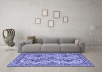 Machine Washable Persian Blue Traditional Rug, wshtr4287blu