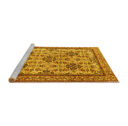 Sideview of Machine Washable Persian Yellow Traditional Rug, wshtr4287yw