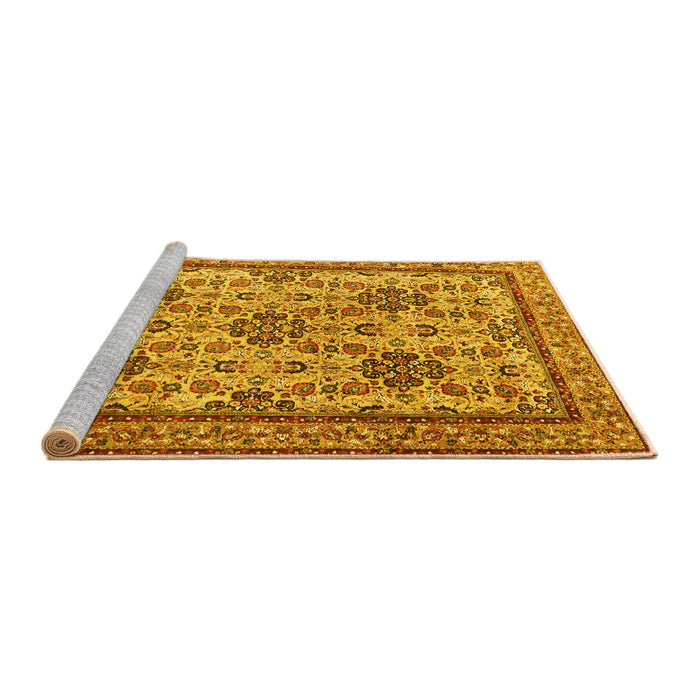 Sideview of Machine Washable Persian Yellow Traditional Rug, wshtr4287yw