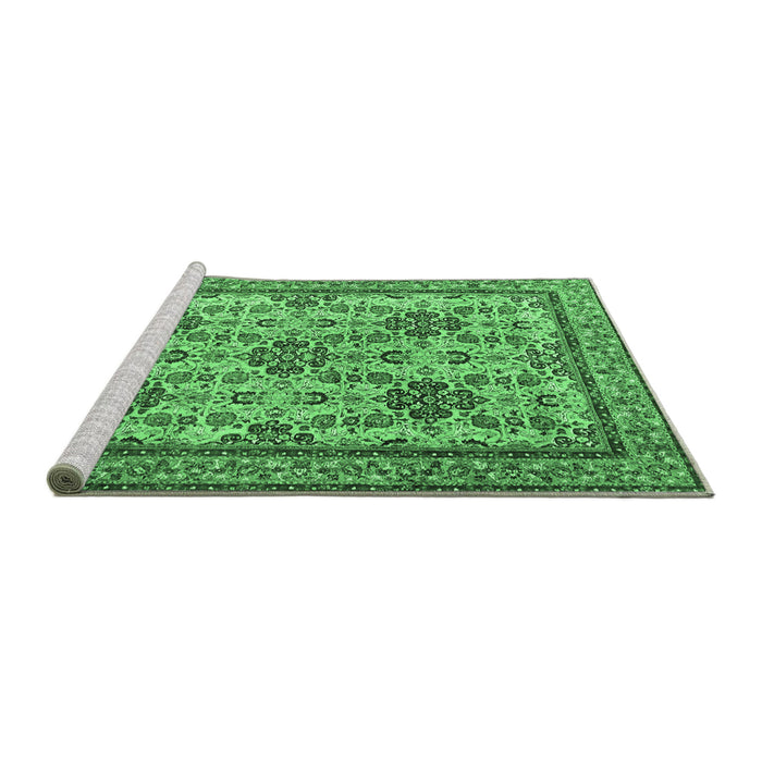 Sideview of Machine Washable Persian Emerald Green Traditional Area Rugs, wshtr4287emgrn