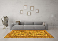 Machine Washable Persian Yellow Traditional Rug, wshtr4287yw