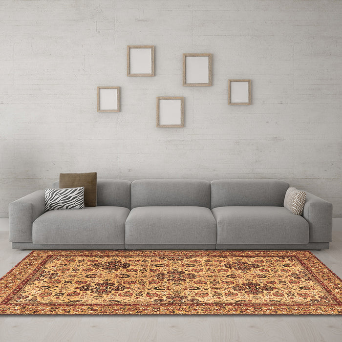 Machine Washable Persian Brown Traditional Rug in a Living Room,, wshtr4287brn