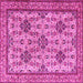 Square Machine Washable Persian Pink Traditional Rug, wshtr4287pnk