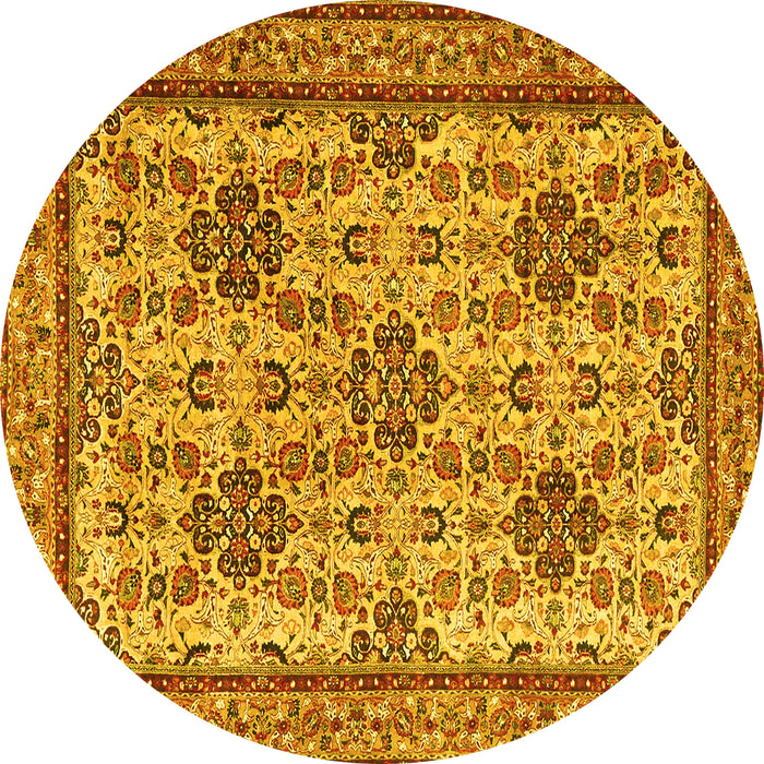 Round Persian Yellow Traditional Rug, tr4287yw