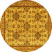 Round Persian Yellow Traditional Rug, tr4287yw