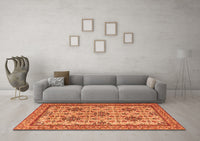 Machine Washable Persian Orange Traditional Rug, wshtr4287org