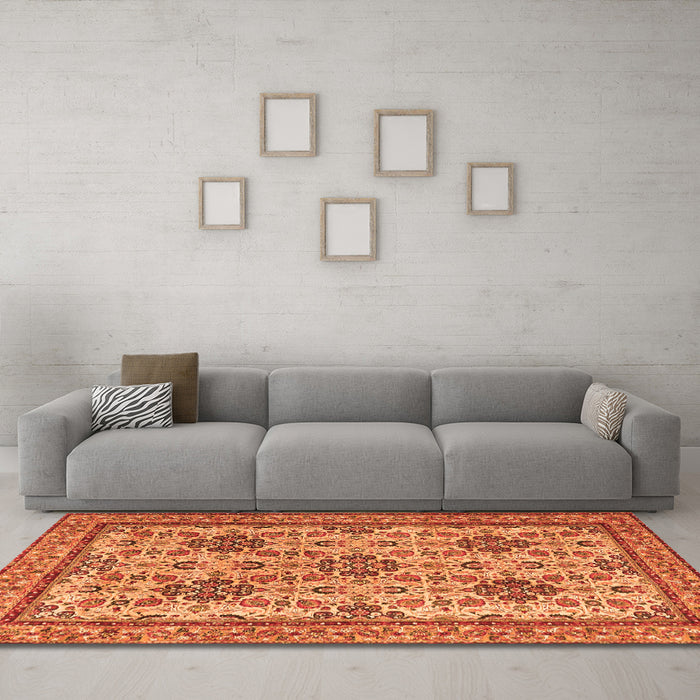 Machine Washable Persian Orange Traditional Area Rugs in a Living Room, wshtr4287org