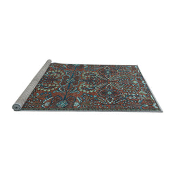 Sideview of Machine Washable Persian Light Blue Traditional Rug, wshtr4288lblu
