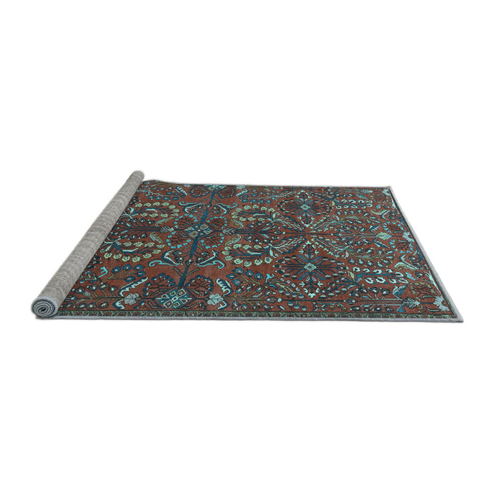 Sideview of Machine Washable Persian Light Blue Traditional Rug, wshtr4288lblu