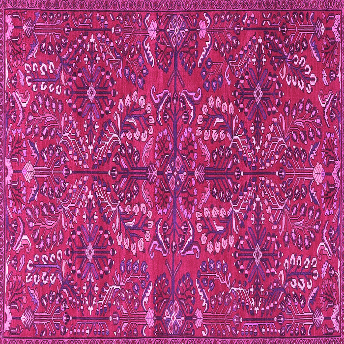 Square Machine Washable Persian Pink Traditional Rug, wshtr4288pnk