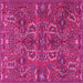 Square Machine Washable Persian Pink Traditional Rug, wshtr4288pnk