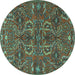 Round Persian Turquoise Traditional Rug, tr4288turq