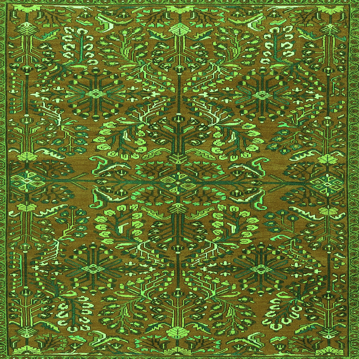 Round Machine Washable Persian Green Traditional Area Rugs, wshtr4288grn
