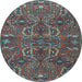 Round Persian Light Blue Traditional Rug, tr4288lblu