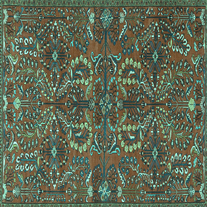 Square Machine Washable Persian Turquoise Traditional Area Rugs, wshtr4288turq