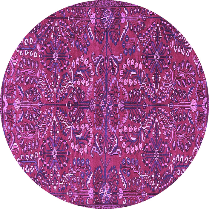 Round Machine Washable Persian Purple Traditional Area Rugs, wshtr4288pur