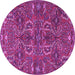 Round Machine Washable Persian Purple Traditional Area Rugs, wshtr4288pur