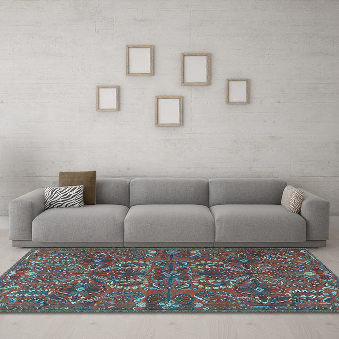 Machine Washable Persian Light Blue Traditional Rug in a Living Room, wshtr4288lblu