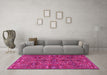 Machine Washable Persian Pink Traditional Rug in a Living Room, wshtr4288pnk