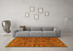 Machine Washable Persian Yellow Traditional Rug in a Living Room, wshtr4288yw