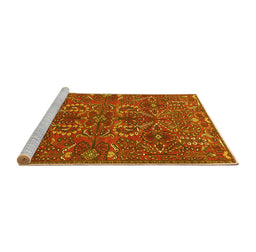 Sideview of Machine Washable Persian Yellow Traditional Rug, wshtr4288yw