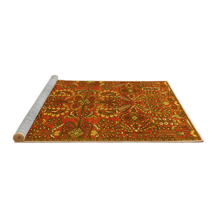 Sideview of Machine Washable Persian Yellow Traditional Rug, wshtr4288yw