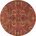 Round Persian Brown Traditional Rug, tr4288brn