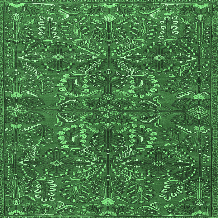 Square Persian Emerald Green Traditional Rug, tr4288emgrn