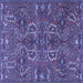 Square Machine Washable Persian Blue Traditional Rug, wshtr4288blu