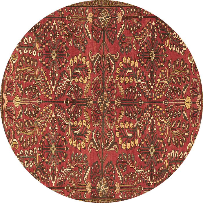 Round Machine Washable Persian Brown Traditional Rug, wshtr4288brn
