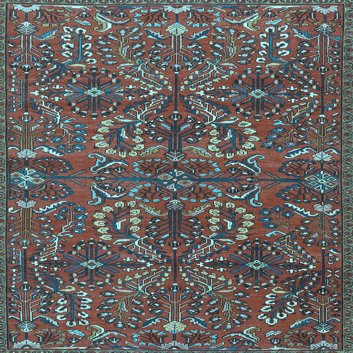 Square Machine Washable Persian Light Blue Traditional Rug, wshtr4288lblu