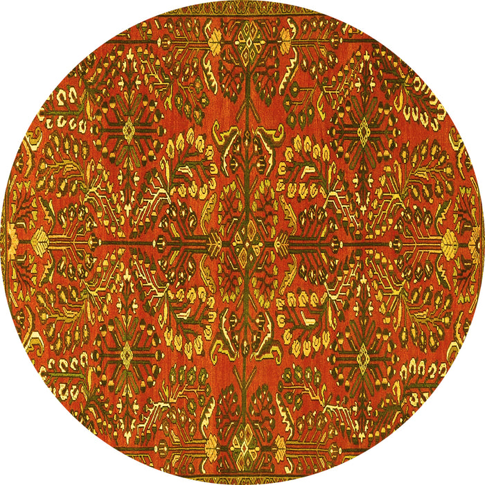 Round Persian Yellow Traditional Rug, tr4288yw