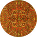 Round Persian Yellow Traditional Rug, tr4288yw