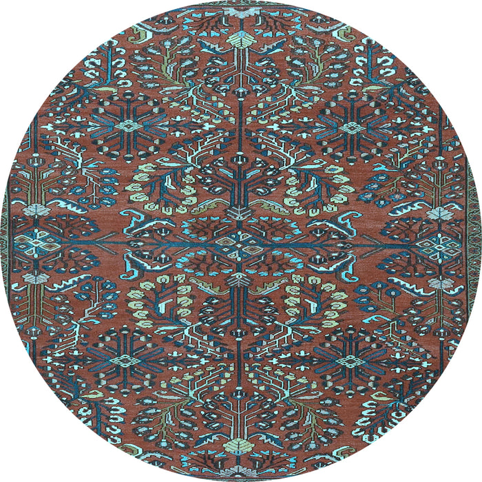 Round Machine Washable Persian Light Blue Traditional Rug, wshtr4288lblu