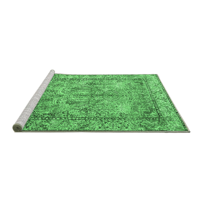 Sideview of Machine Washable Persian Emerald Green Traditional Area Rugs, wshtr4289emgrn