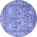 Round Persian Blue Traditional Rug, tr4289blu