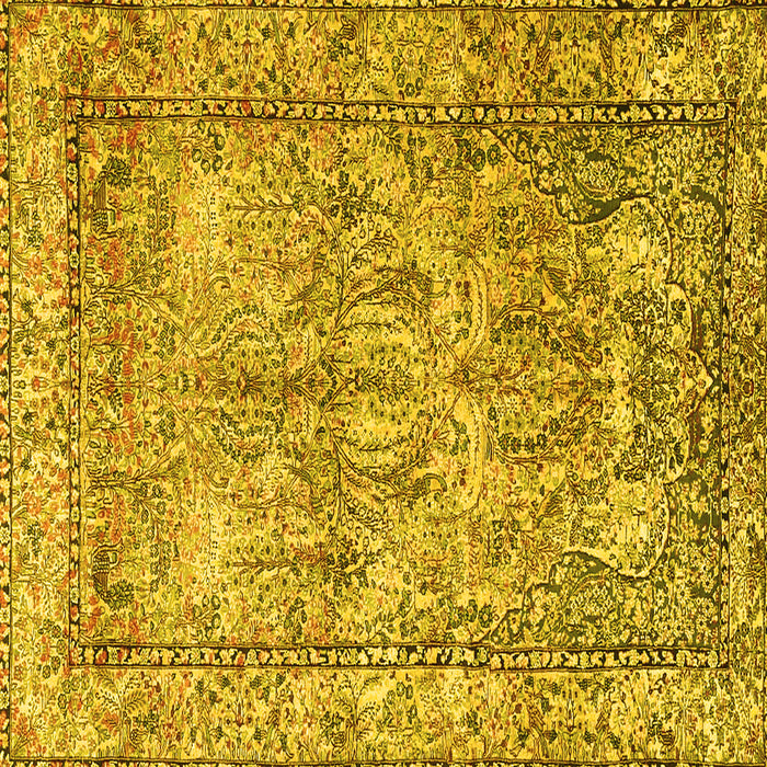 Square Machine Washable Persian Yellow Traditional Rug, wshtr4289yw