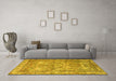 Machine Washable Persian Yellow Traditional Rug in a Living Room, wshtr4289yw