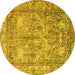 Round Persian Yellow Traditional Rug, tr4289yw