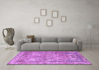 Machine Washable Persian Purple Traditional Rug, wshtr4289pur