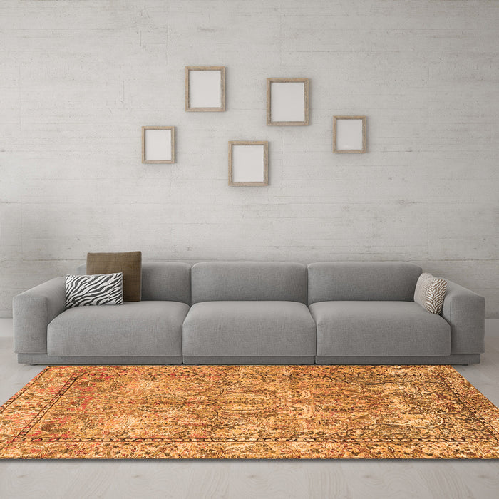Machine Washable Persian Orange Traditional Area Rugs in a Living Room, wshtr4289org