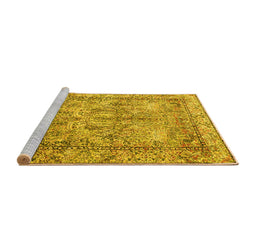 Sideview of Machine Washable Persian Yellow Traditional Rug, wshtr4289yw