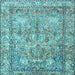 Square Machine Washable Persian Light Blue Traditional Rug, wshtr4289lblu