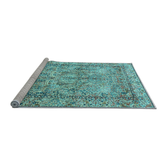 Sideview of Machine Washable Persian Light Blue Traditional Rug, wshtr4289lblu