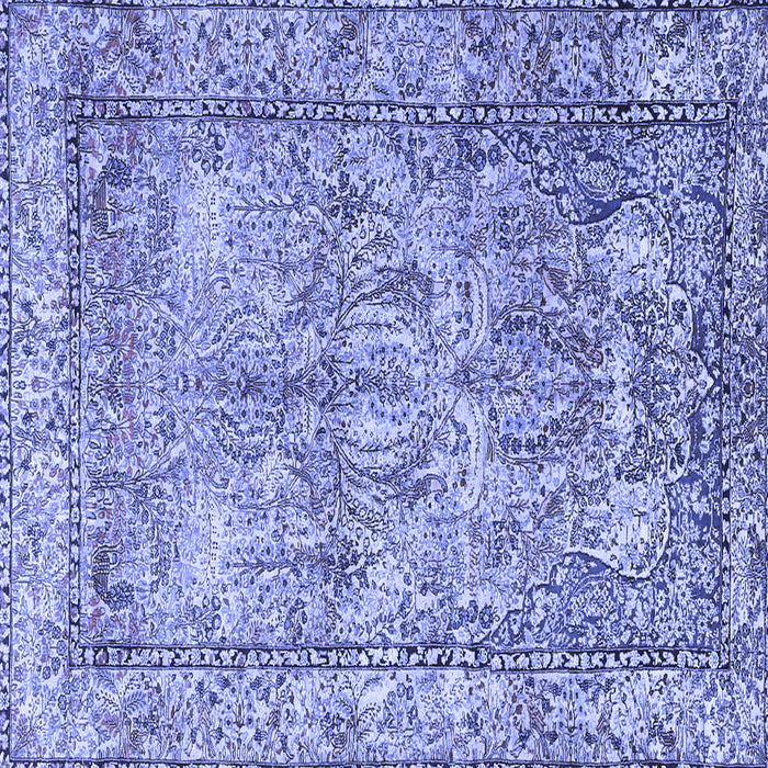 Square Machine Washable Persian Blue Traditional Rug, wshtr4289blu