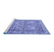 Sideview of Machine Washable Persian Blue Traditional Rug, wshtr4289blu