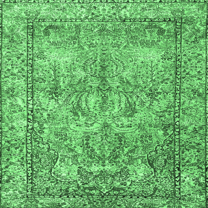 Square Persian Emerald Green Traditional Rug, tr4289emgrn